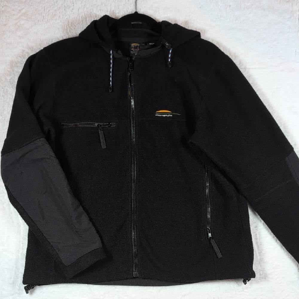 248-chlorophylle Black Hooded‎ Jacket with Logo